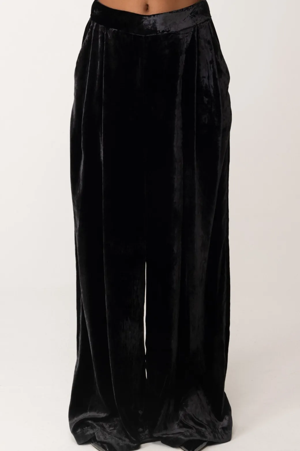 Manila Grace Pantaloni Palazzo In VellutoNERO