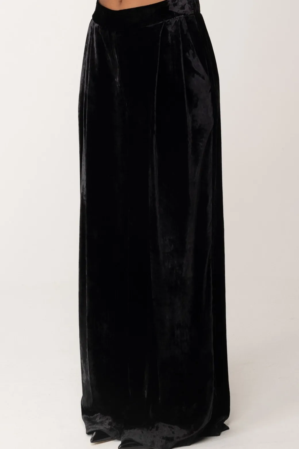 Manila Grace Pantaloni Palazzo In VellutoNERO
