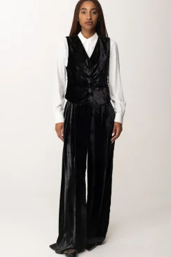 Manila Grace Pantaloni Palazzo In VellutoNERO
