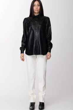 Manila Grace Pantaloni Stretch Vita Alta con Pattine DietroAVORIO