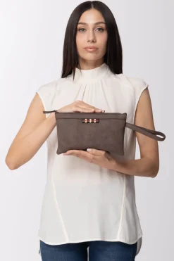 Manila Grace Pochette con Zip e Laccetto Al PolsoT.MORO