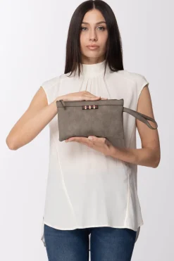 Manila Grace Pochette con Zip e Laccetto Al PolsoFANGO