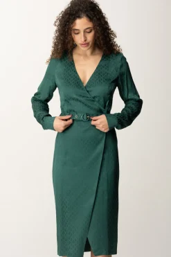 Marciano By Guess Abito Amalia Midi con CinturaFERN MOSS GREEN MONO
