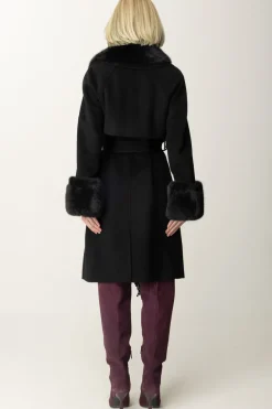 Marciano By Guess Cappotto Liliana con Frange e PellicciaJET BLACK MULTI