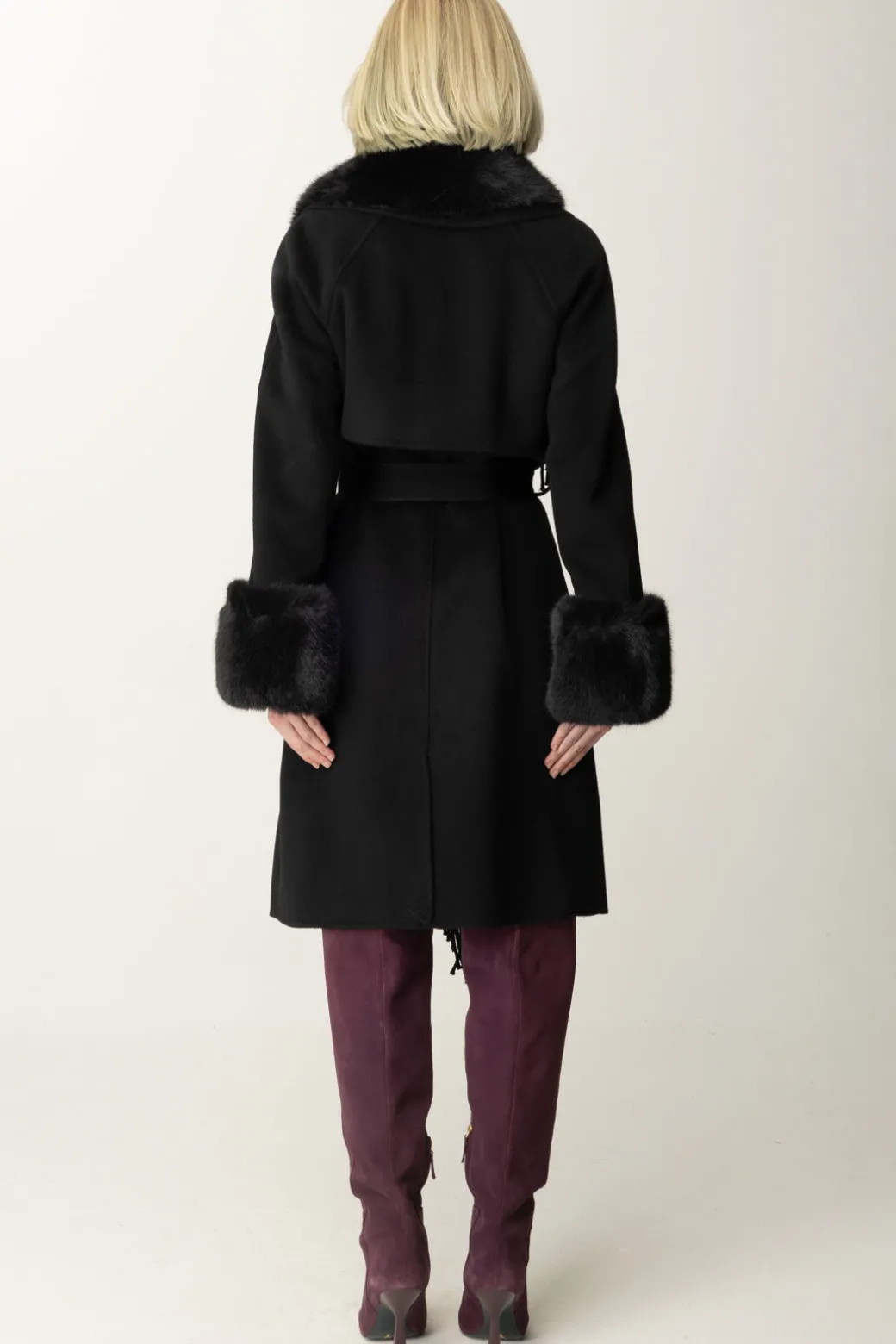 Marciano By Guess Cappotto Liliana con Frange e PellicciaJET BLACK MULTI