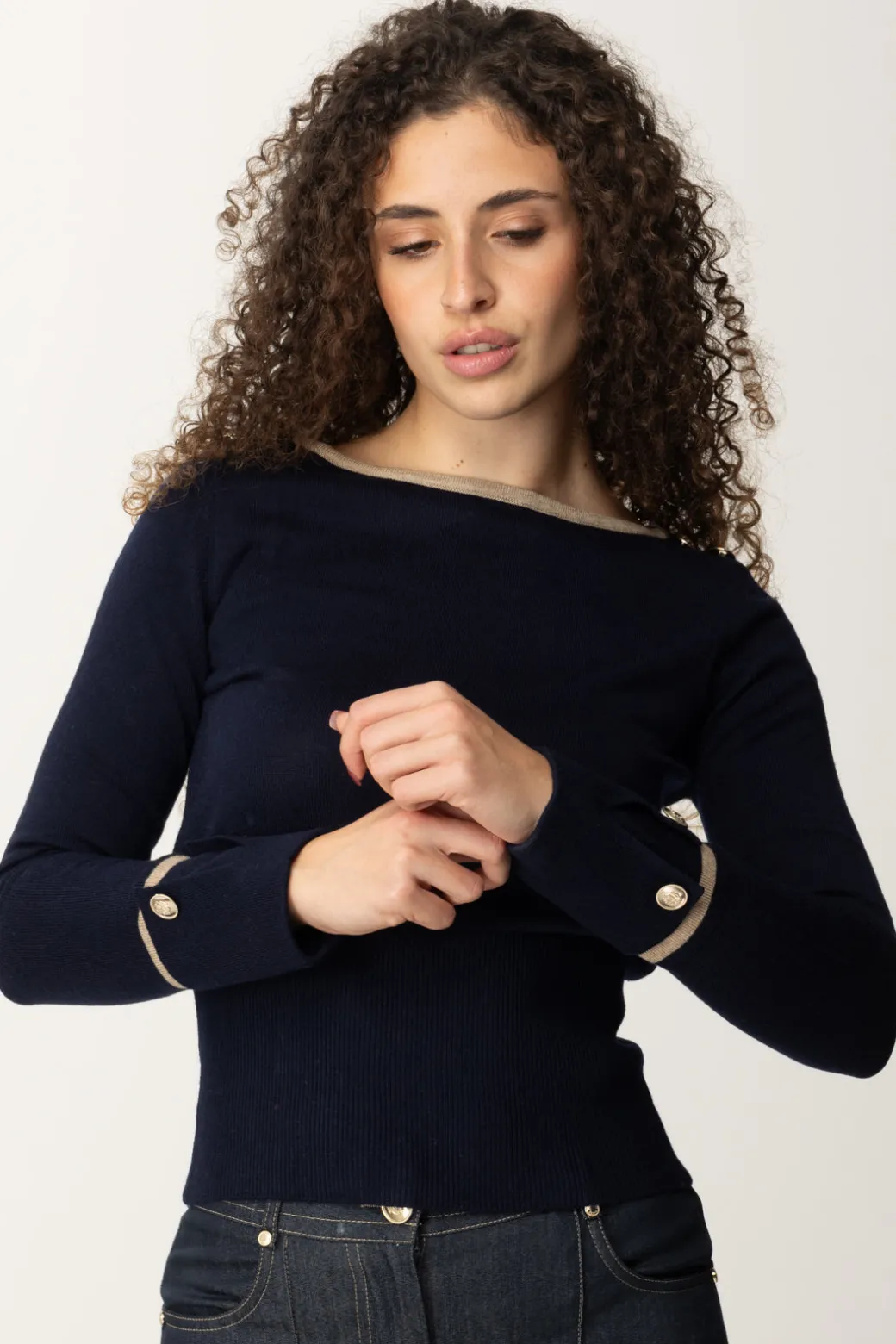 Marciano By Guess Maglia Molly Scollo a Barca e BottonciniSMART BLUE