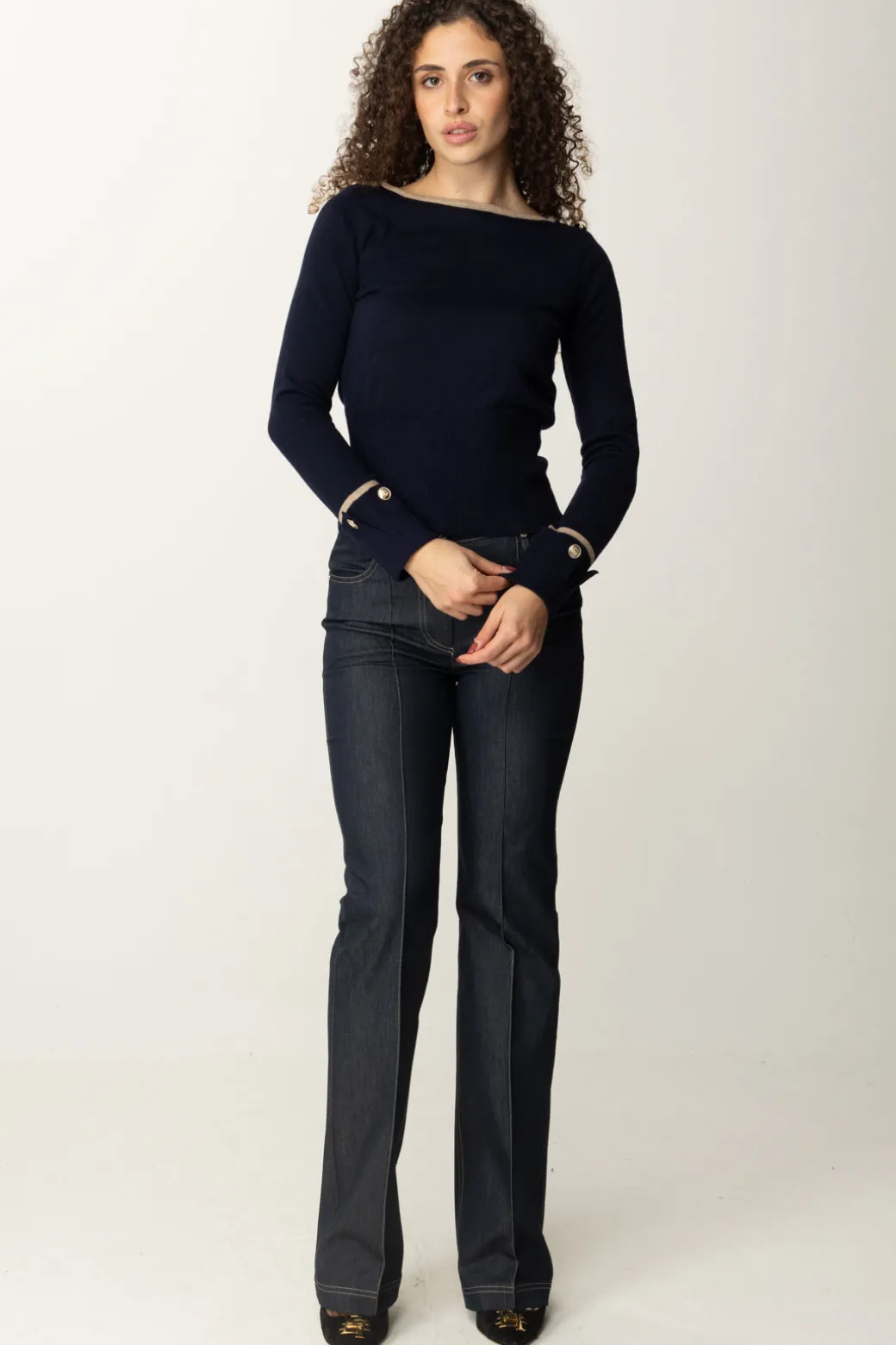 Marciano By Guess Maglia Molly Scollo a Barca e BottonciniSMART BLUE