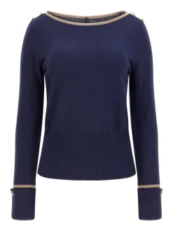 Marciano By Guess Maglia Molly Scollo a Barca e BottonciniSMART BLUE