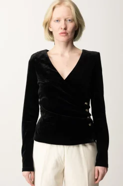 Marciano By Guess Top Pam In Velluto con BottoniJET BLACK A996