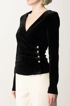 Marciano By Guess Top Pam In Velluto con BottoniJET BLACK A996
