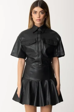 Marco Bologna Mini Abito Chemisier Effetto PelleBLACK
