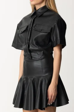 Marco Bologna Mini Abito Chemisier Effetto PelleBLACK