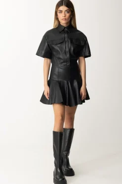 Marco Bologna Mini Abito Chemisier Effetto PelleBLACK