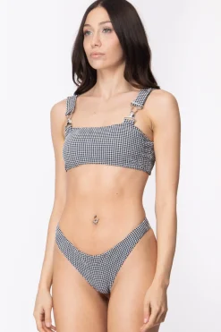 Me Fui Bikini Stampa Vichi con Ganci Da SalopetteNERO