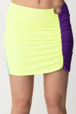 Me Fui Minigonna In Lycra Goffrata MulticolorACQUAMARINE