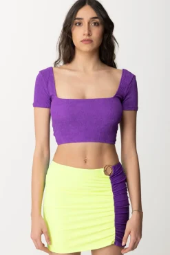 Me Fui Top Color Block In Lycra GoffrataPURPLE