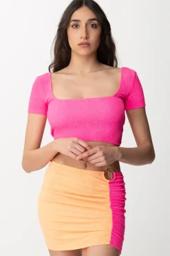 Me Fui Top Color Block In Lycra GoffrataFUXIA