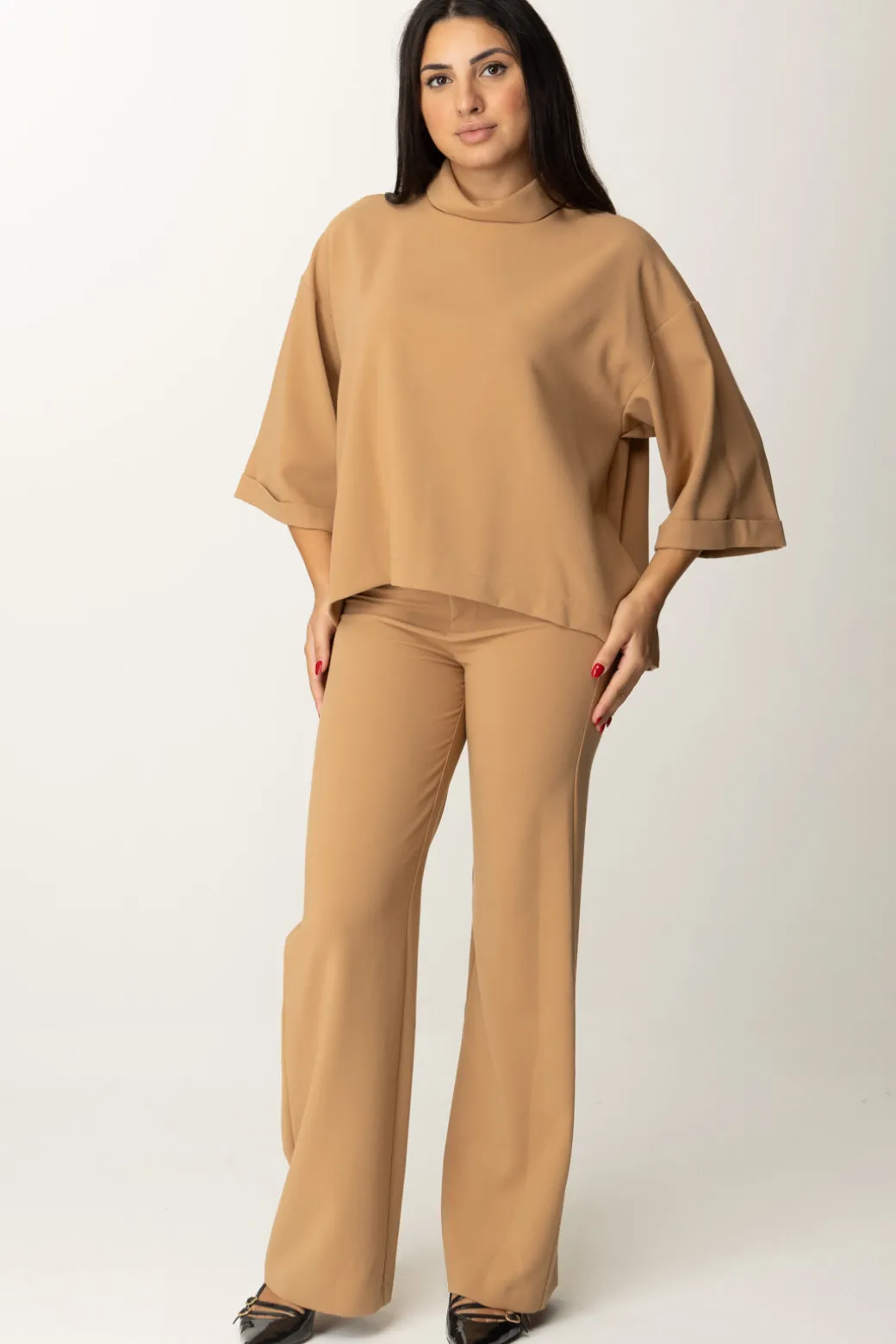 Meme Road Blusa a Collo AltoCAMMELLO