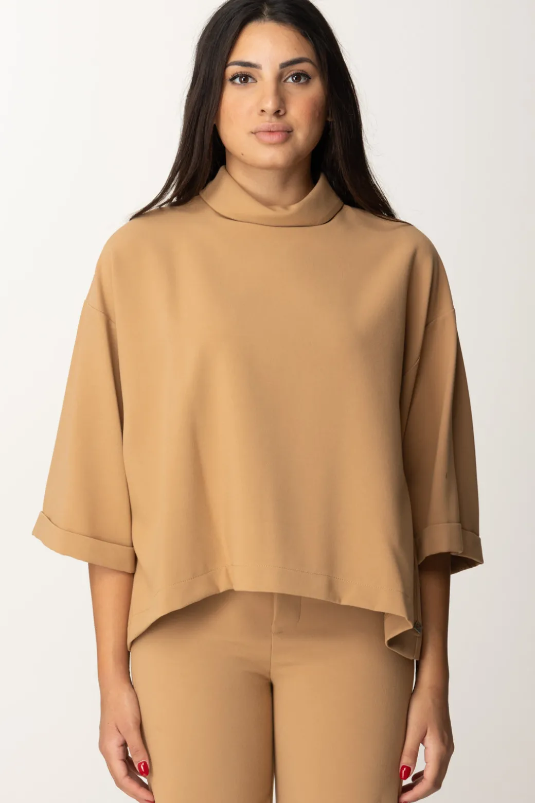 Meme Road Blusa a Collo AltoCAMMELLO