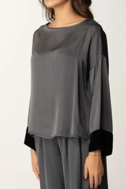 Meme Road Blusa Oversize con Dettagli In VellutoVULCANO