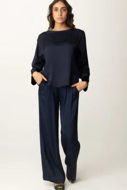 Meme Road Blusa Oversize con Dettagli In VellutoBLU