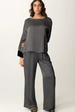 Meme Road Pantaloni Palazzo con Dettagli In VellutoVULCANO