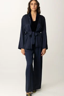 Meme Road Pantaloni Palazzo con Dettagli In VellutoBLU