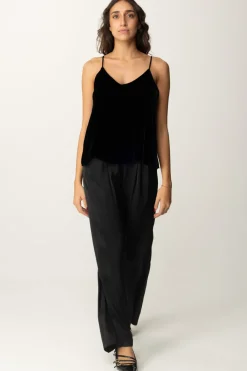 Meme Road Top In Velluto con Spalline SottiliNERO