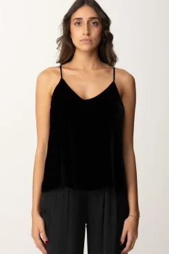 Meme Road Top In Velluto con Spalline SottiliNERO