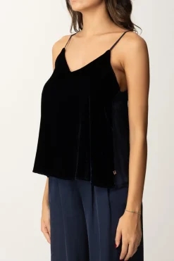 Meme Road Top In Velluto con Spalline SottiliBLU