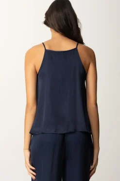 Meme Road Top In Velluto con Spalline SottiliBLU