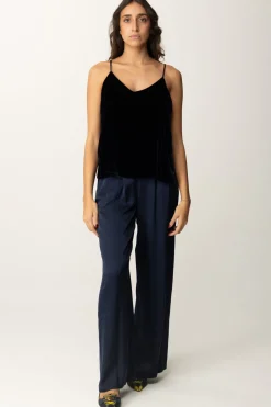 Meme Road Top In Velluto con Spalline SottiliBLU