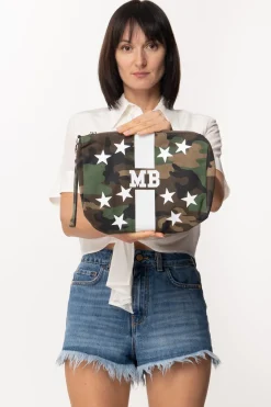 Mia Bag Pochette In Canvas con Stampa Stelle CamouflageCAMOUFLAGE - BANDA BIANCA E STELLE