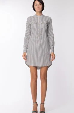 Michael Kors Abito Chemisier a Righe con TascheIVORY