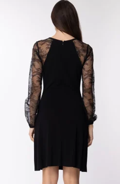 Michael Kors Abito Corto con Maniche In PizzoNERO
