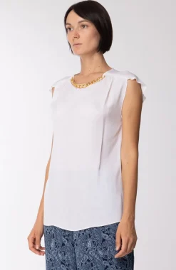 Michael Kors Blusa In Seta Smanicata con CatenaBIANCO