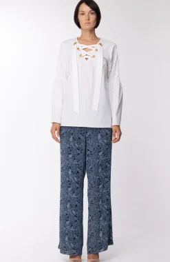 Michael Kors Blusa Morbida con Occhielli DoratiBIANCO