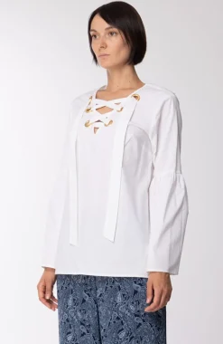 Michael Kors Blusa Morbida con Occhielli DoratiBIANCO