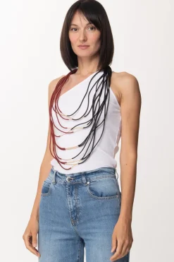 Miriamnori Collana In Pvc e Dettagli GoldBRONZO-MULTICOLOR