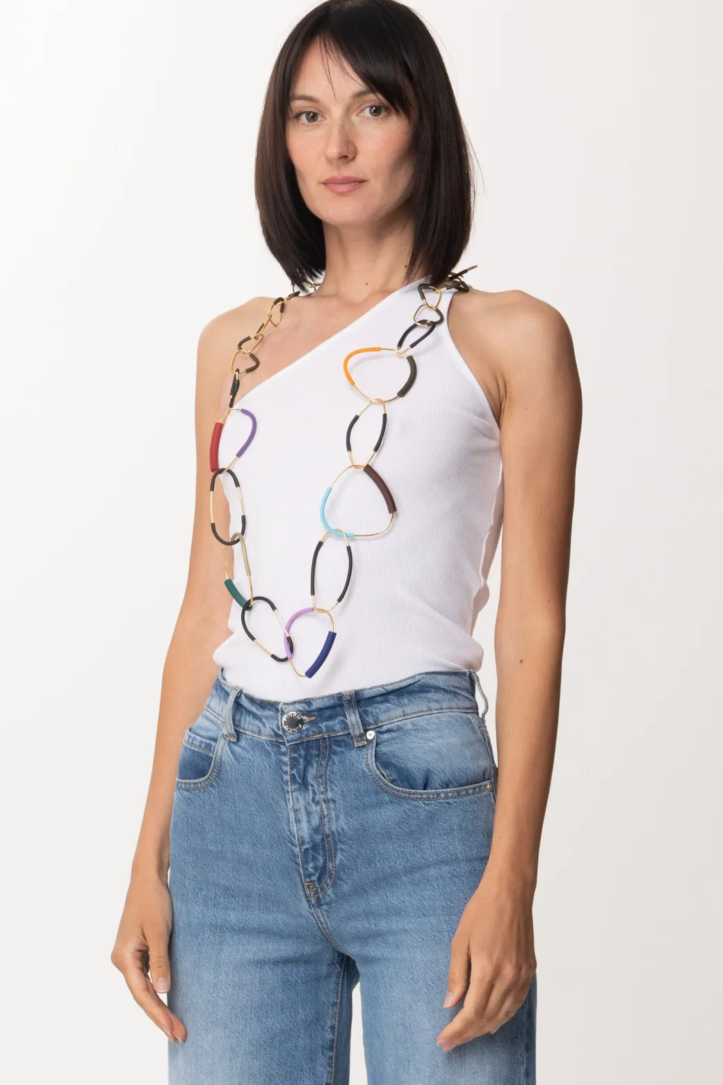 Miriamnori Collana Lunga Oval a CerchiBRONZO-MULTICOLOR