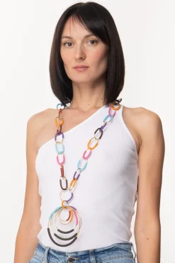 Miriamnori Collana Lunga con CerchiBRONZO-MULTICOLOR