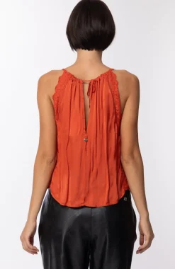 Motel Top Crop con Inserti In PizzoARANCIONE