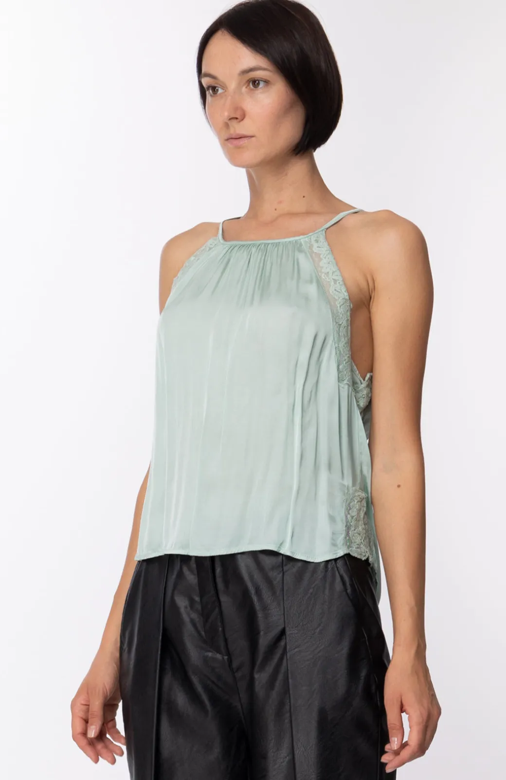 Motel Top Crop con Inserti In PizzoMENTA