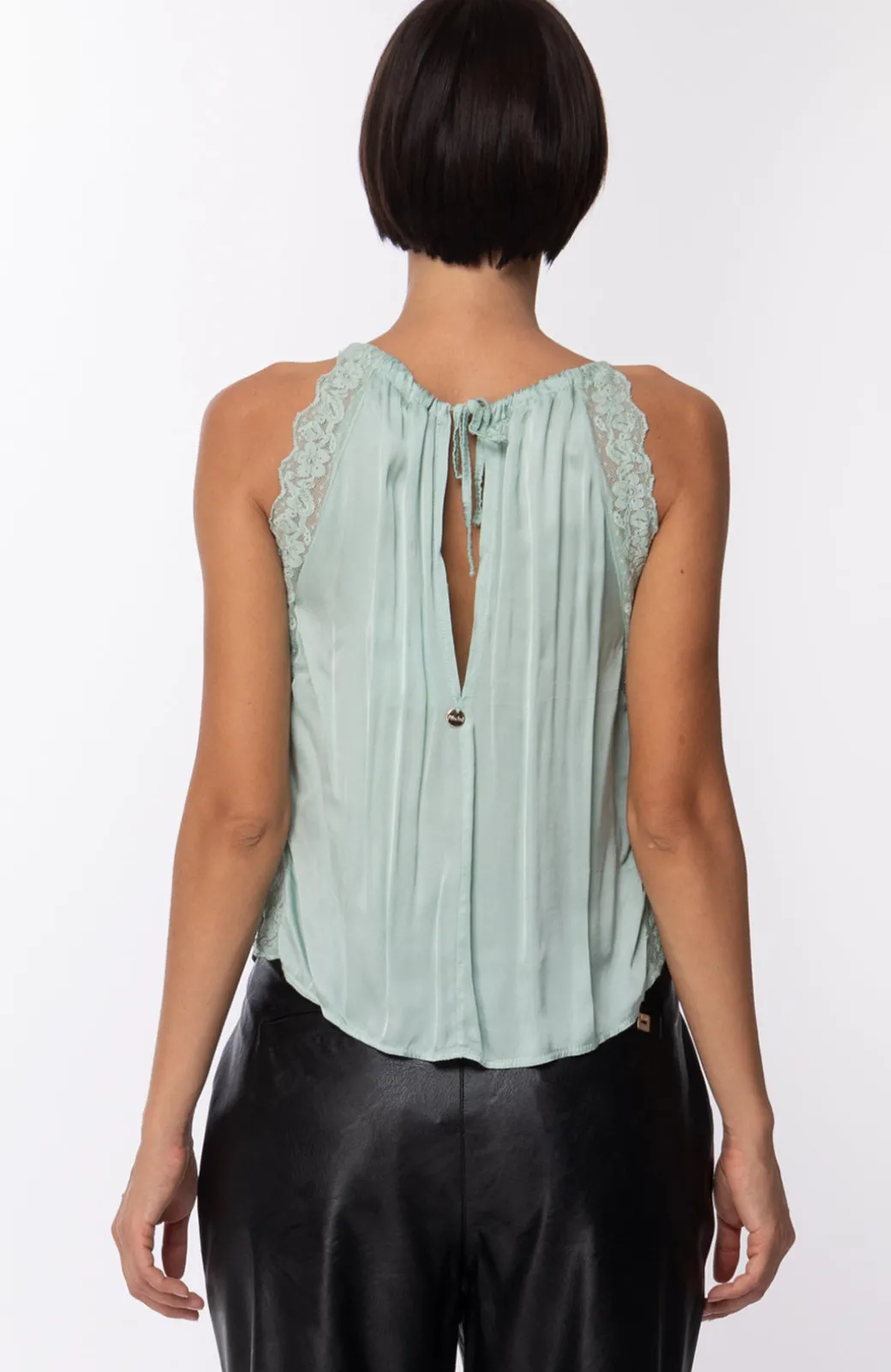 Motel Top Crop con Inserti In PizzoMENTA