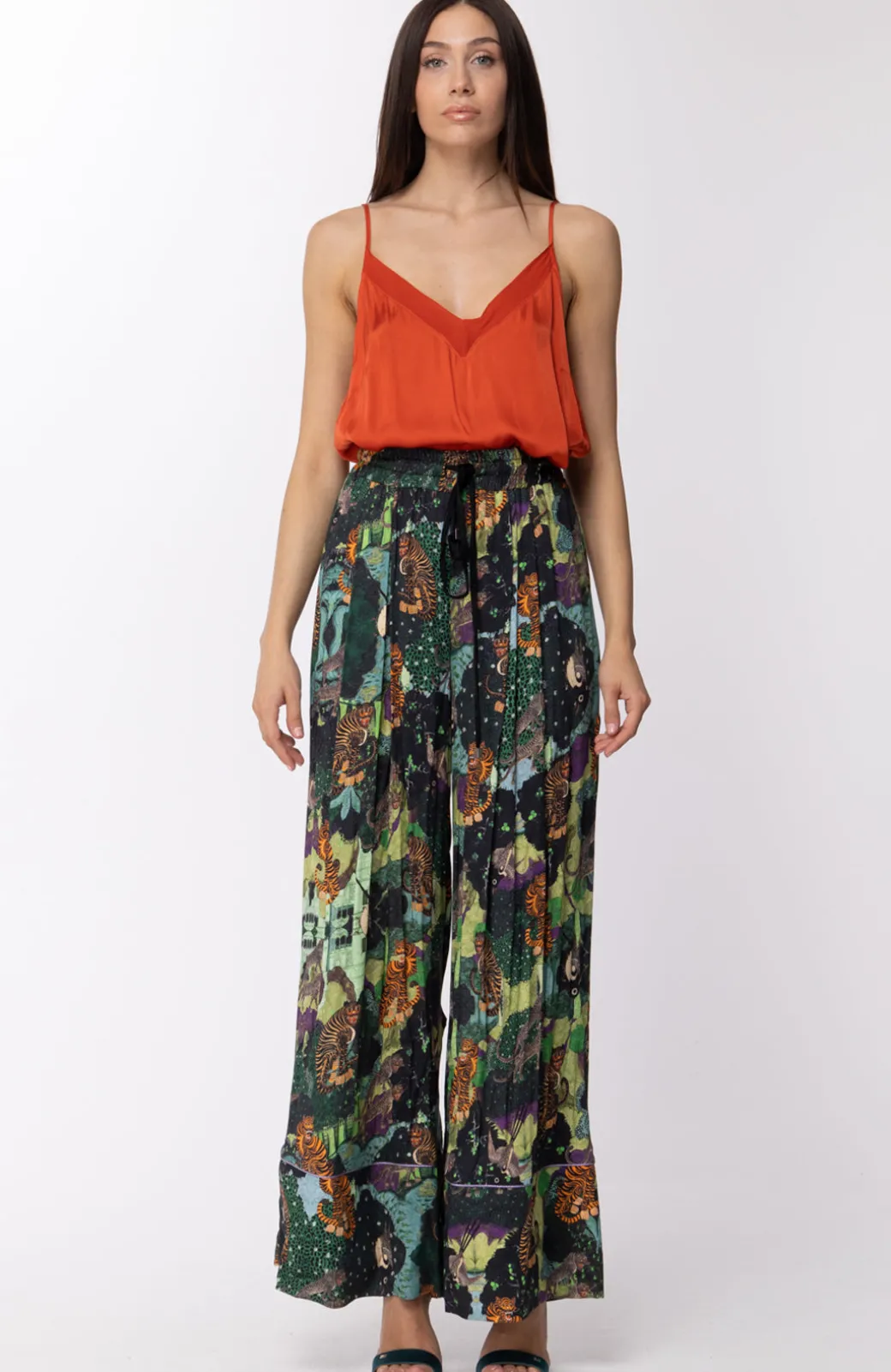 Motel Top In Viscosa con Inserti In TulleARANCIONE