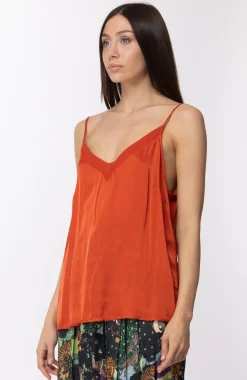 Motel Top In Viscosa con Inserti In TulleARANCIONE