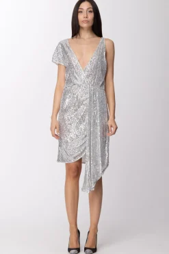 Patrizia Pepe Abito Asimmetrico con PaillettesSILVER