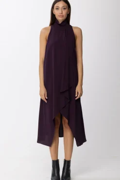 Patrizia Pepe Abito Asimmetrico Svasato a Collo AltoBLAZON PURPLE
