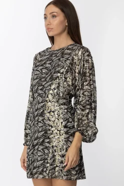 Patrizia Pepe Abito con Stampa LurexBLACK AND WHITE LEAV