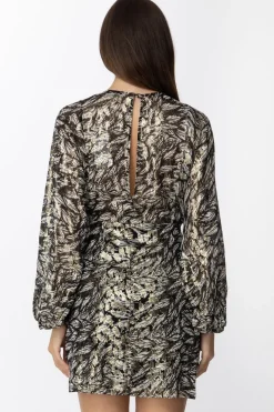 Patrizia Pepe Abito con Stampa LurexBLACK AND WHITE LEAV